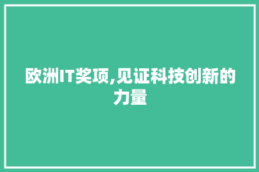 欧洲IT奖项,见证科技创新的力量 AI技术学习