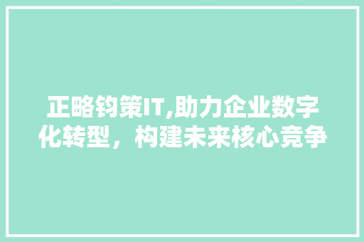 正略钧策IT,助力企业数字化转型，构建未来核心竞争力 百度算法