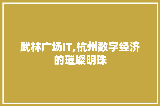 武林广场IT,杭州数字经济的璀璨明珠 360搜优化