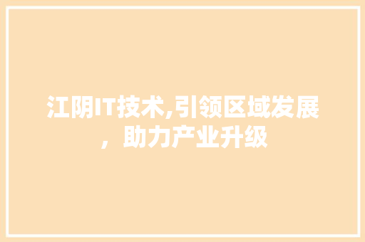 江阴IT技术,引领区域发展，助力产业升级 seo技术