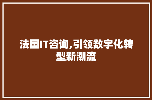 法国IT咨询,引领数字化转型新潮流 百度算法