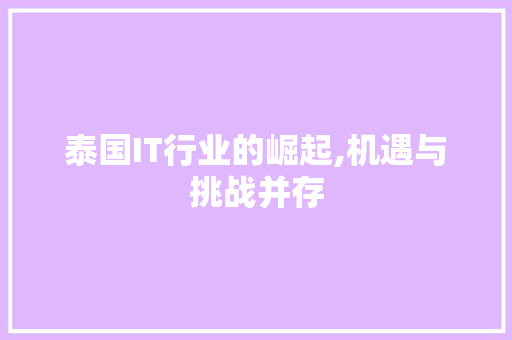 泰国IT行业的崛起,机遇与挑战并存 网站开发