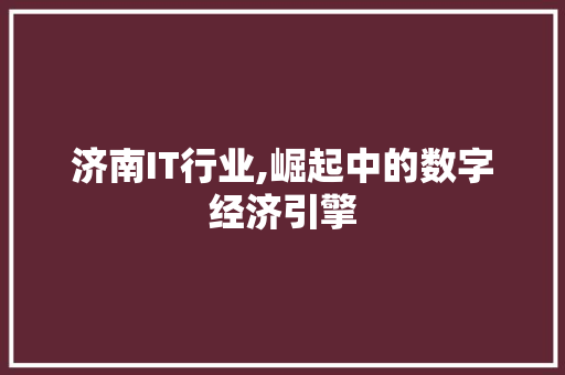 济南IT行业,崛起中的数字经济引擎