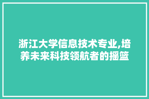 浙江大学信息技术专业,培养未来科技领航者的摇篮 百度算法