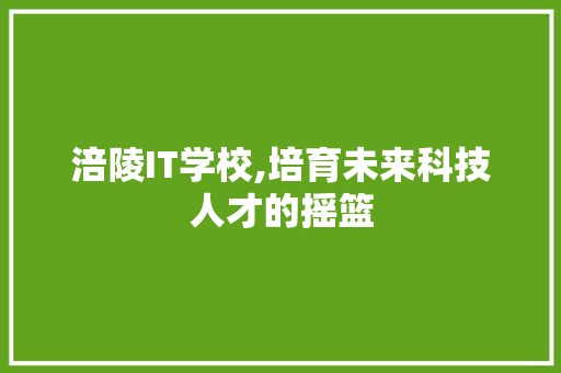 涪陵IT学校,培育未来科技人才的摇篮 小程序开发