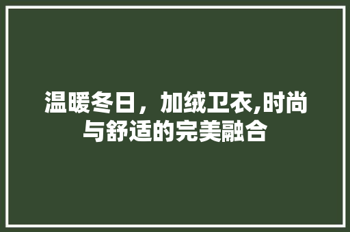 温暖冬日，加绒卫衣,时尚与舒适的完美融合
