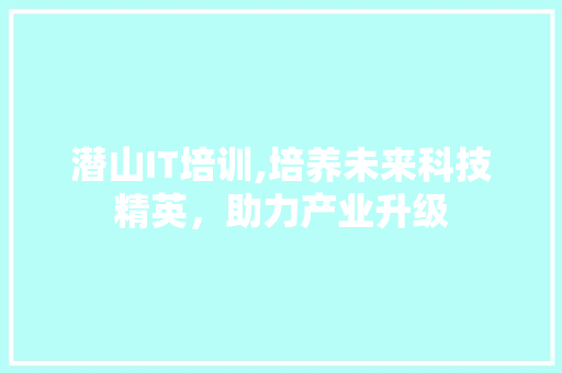 潜山IT培训,培养未来科技精英，助力产业升级