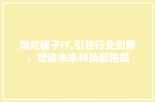 灿烂橘子IT,引领行业创新，塑造未来科技新格局 搜狗优化