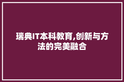 瑞典IT本科教育,创新与方法的完美融合