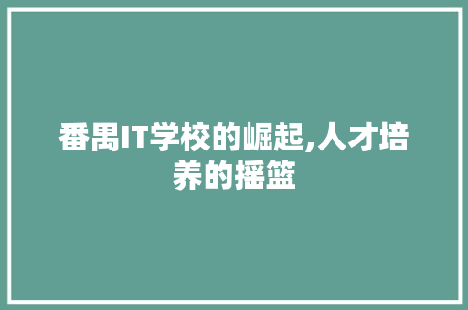 番禺IT学校的崛起,人才培养的摇篮