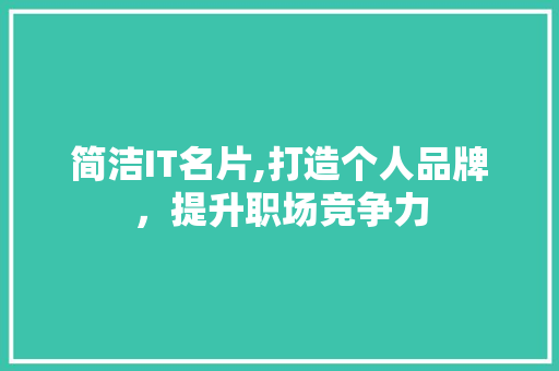 简洁IT名片,打造个人品牌，提升职场竞争力