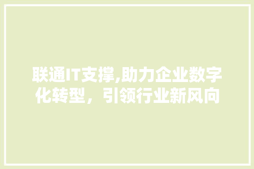 联通IT支撑,助力企业数字化转型，引领行业新风向 搜狗优化