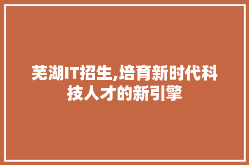 芜湖IT招生,培育新时代科技人才的新引擎 网站优化