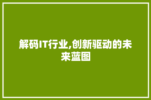 解码IT行业,创新驱动的未来蓝图