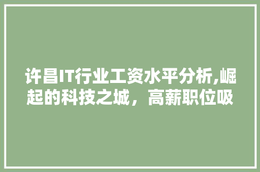许昌IT行业工资水平分析,崛起的科技之城，高薪职位吸引人才