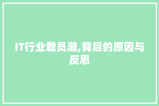 IT行业裁员潮,背后的原因与反思