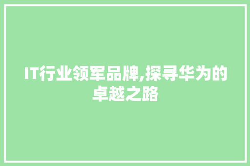 IT行业领军品牌,探寻华为的卓越之路 搜狗优化