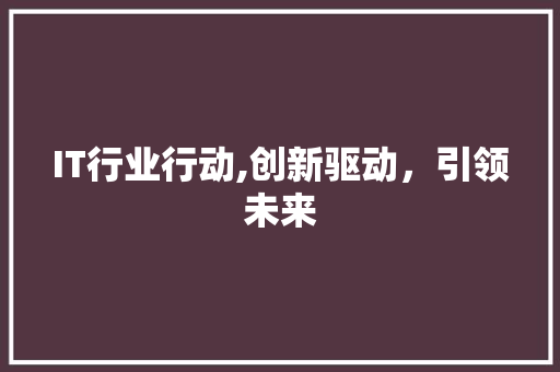 IT行业行动,创新驱动，引领未来