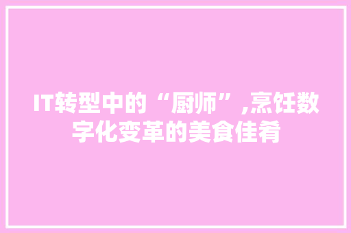 IT转型中的“厨师”,烹饪数字化变革的美食佳肴