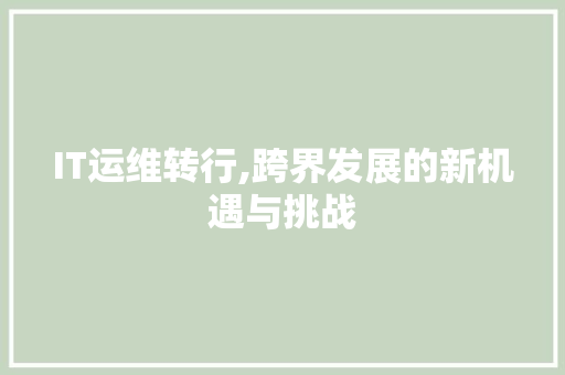 IT运维转行,跨界发展的新机遇与挑战