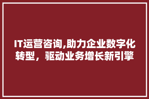 IT运营咨询,助力企业数字化转型，驱动业务增长新引擎