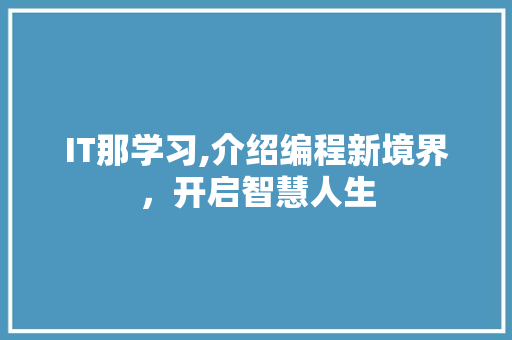IT那学习,介绍编程新境界，开启智慧人生 百度算法