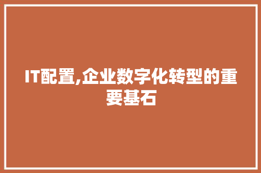 IT配置,企业数字化转型的重要基石