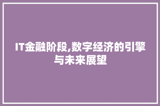 IT金融阶段,数字经济的引擎与未来展望