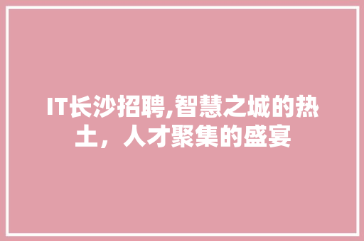 IT长沙招聘,智慧之城的热土，人才聚集的盛宴