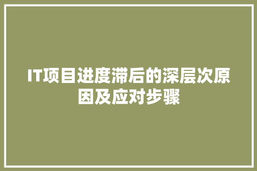 IT项目进度滞后的深层次原因及应对步骤