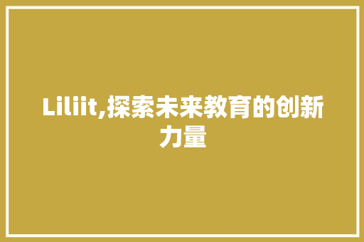 Liliit,探索未来教育的创新力量