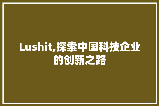 Lushit,探索中国科技企业的创新之路