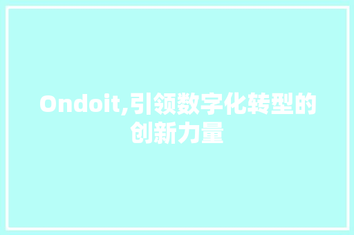 Ondoit,引领数字化转型的创新力量