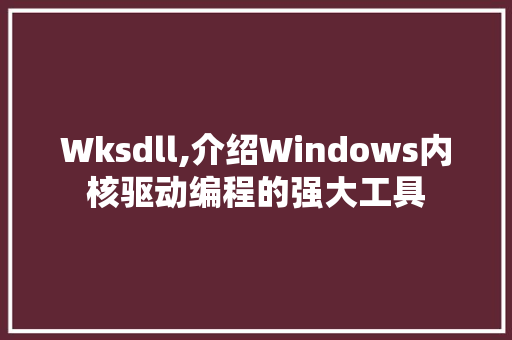 Wksdll,介绍Windows内核驱动编程的强大工具 搜狗优化
