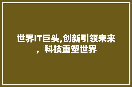世界IT巨头,创新引领未来，科技重塑世界 小程序开发