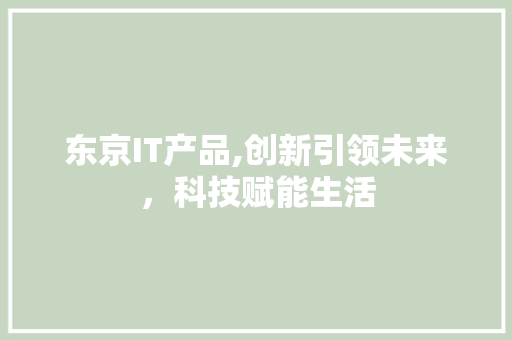 东京IT产品,创新引领未来，科技赋能生活