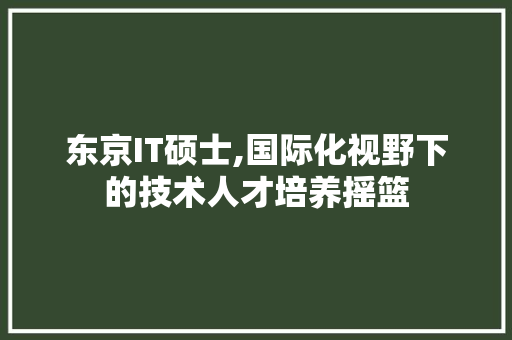 东京IT硕士,国际化视野下的技术人才培养摇篮