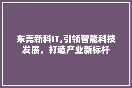 东莞新科IT,引领智能科技发展，打造产业新标杆 seo技术