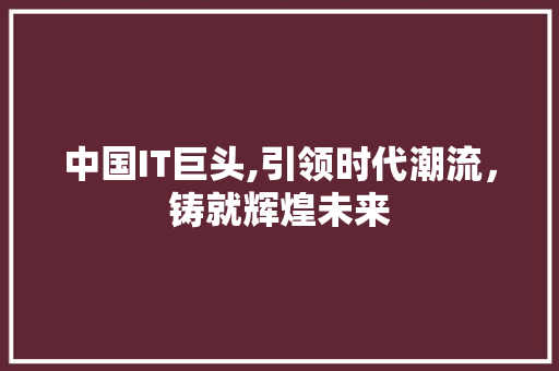 中国IT巨头,引领时代潮流，铸就辉煌未来
