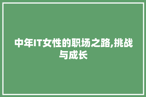 中年IT女性的职场之路,挑战与成长