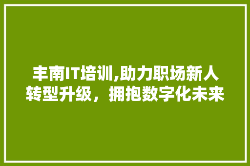 丰南IT培训,助力职场新人转型升级，拥抱数字化未来 头条优化