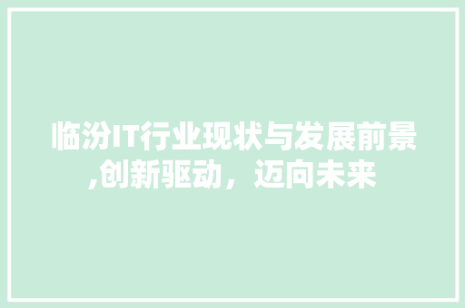 临汾IT行业现状与发展前景,创新驱动，迈向未来 AI技术学习