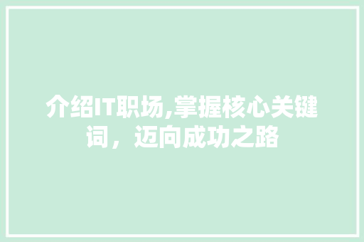 介绍IT职场,掌握核心关键词，迈向成功之路