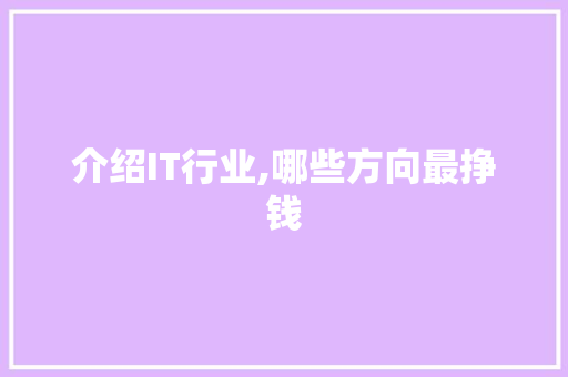 介绍IT行业,哪些方向最挣钱