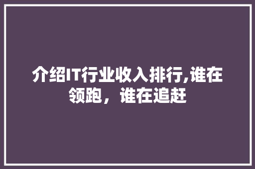 介绍IT行业收入排行,谁在领跑，谁在追赶