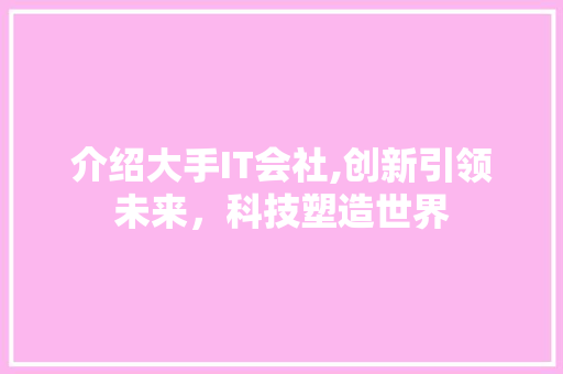 介绍大手IT会社,创新引领未来，科技塑造世界 头条优化