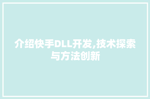 介绍快手DLL开发,技术探索与方法创新