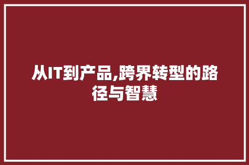 从IT到产品,跨界转型的路径与智慧