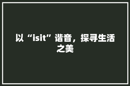 以“isit”谐音，探寻生活之美