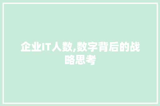 企业IT人数,数字背后的战略思考